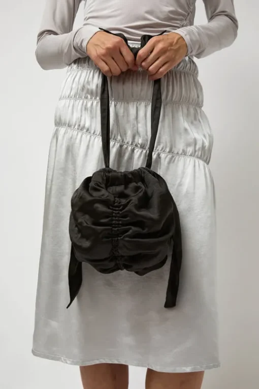 Satin Mini Ball Bag in Black