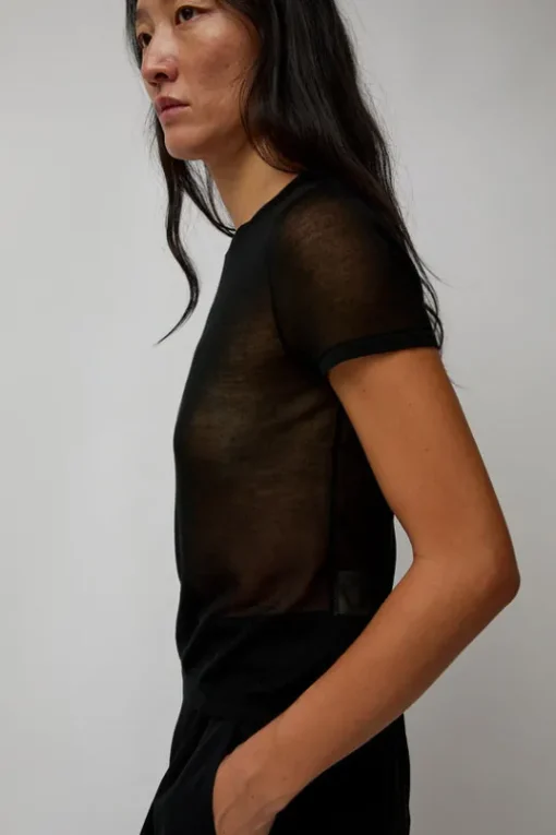 Sheer Baby Tee in Black