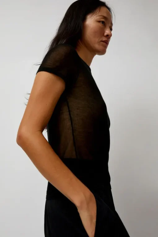 Sheer Baby Tee in Black
