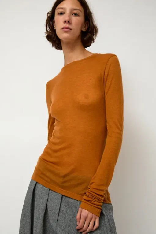 Sheer Long Sleeve in Camel