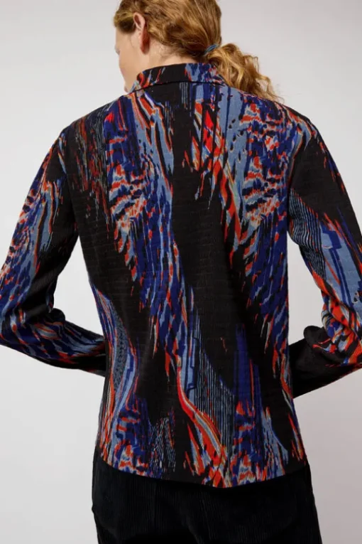 Silhouette Plisse Shirt in Blue Shadow Wing