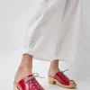 Simone Clog on Mid Heel in Red Patent