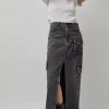 Skylar Denim Skirt in Marble Black