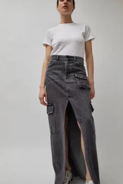 Skylar Denim Skirt in Marble Black