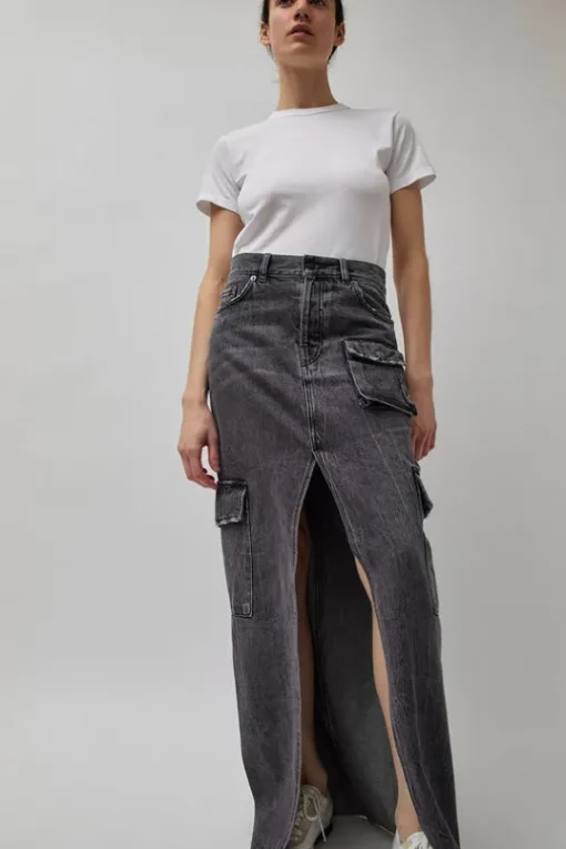 Skylar Denim Skirt in Marble Black