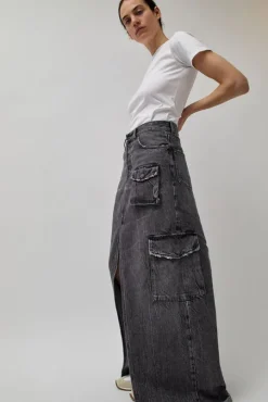 Skylar Denim Skirt in Marble Black