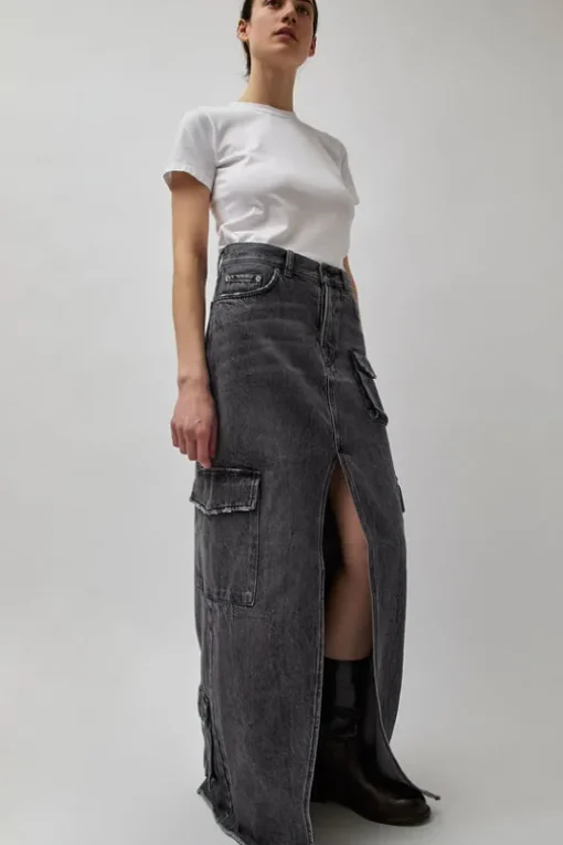Skylar Denim Skirt in Marble Black