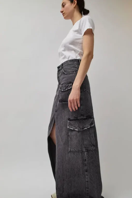Skylar Denim Skirt in Marble Black
