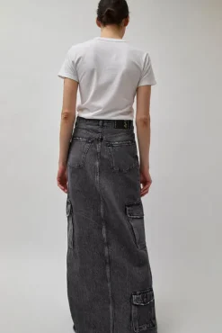 Skylar Denim Skirt in Marble Black