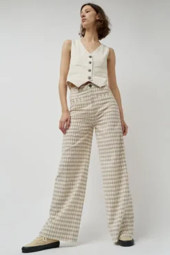 Soft Hank Pant in Bone Plaid