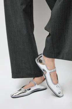 Square Toe Mary Jane in Silver Mirror