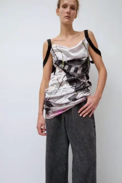 Strap Dress in Purple Print