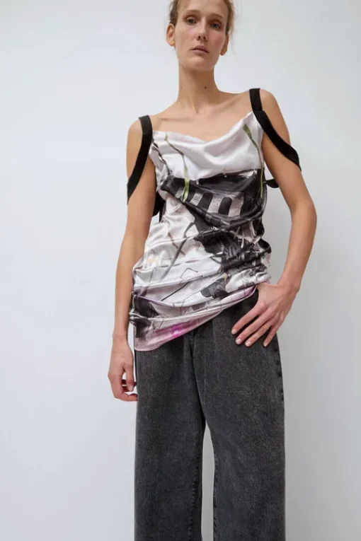 Strap Dress in Purple Print