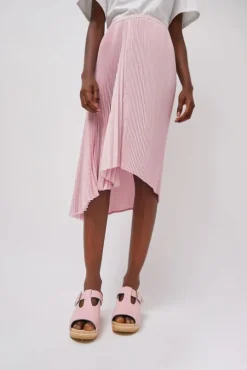 T Strap Clog on Mid Heel in Light Pink