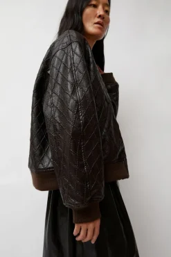 Theo Bomber in Brown Diamond