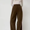 Thin Corduroy Wide Leg Pants in Light Brown