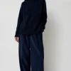 Thin Corduroy Wide Leg Pants in Navy
