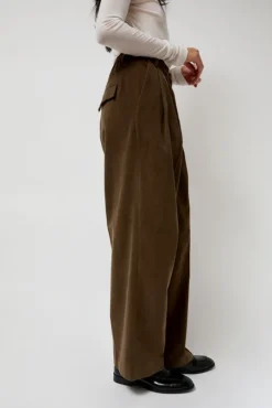 Thin Corduroy Wide Leg Pants in Light Brown