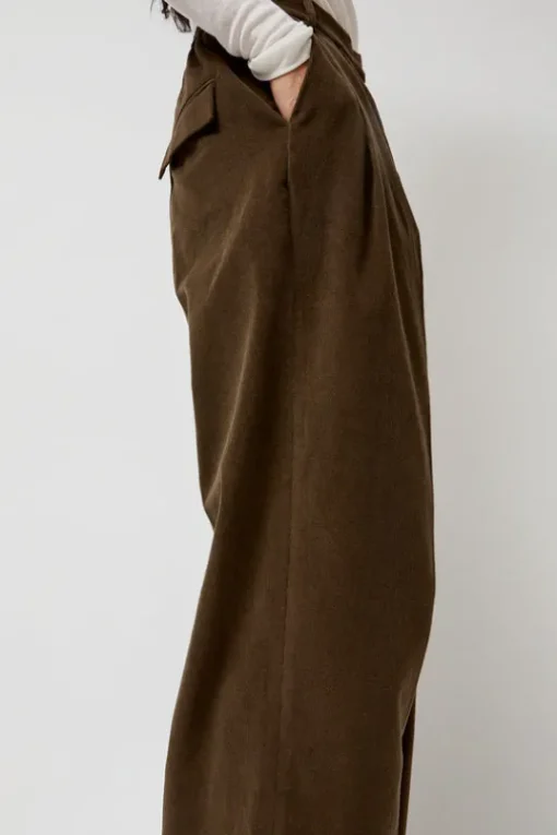 Thin Corduroy Wide Leg Pants in Light Brown