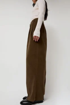 Thin Corduroy Wide Leg Pants in Light Brown