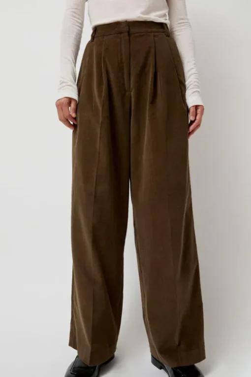 Thin Corduroy Wide Leg Pants in Light Brown