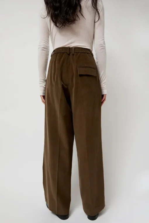 Thin Corduroy Wide Leg Pants in Light Brown