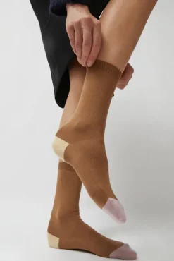 Tricolor Cotton Socks in Brown