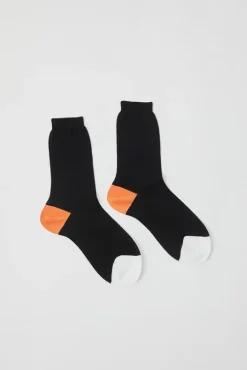 Tricolor Cotton Socks in Black
