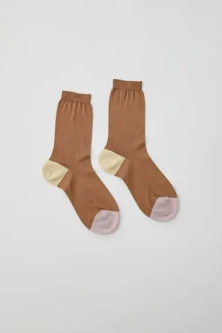 Tricolor Cotton Socks in Brown