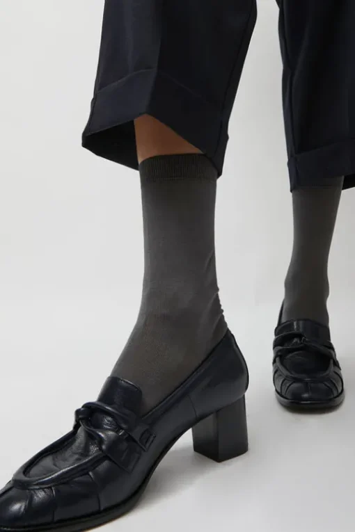 Tricolor Cotton Socks in Charcoal