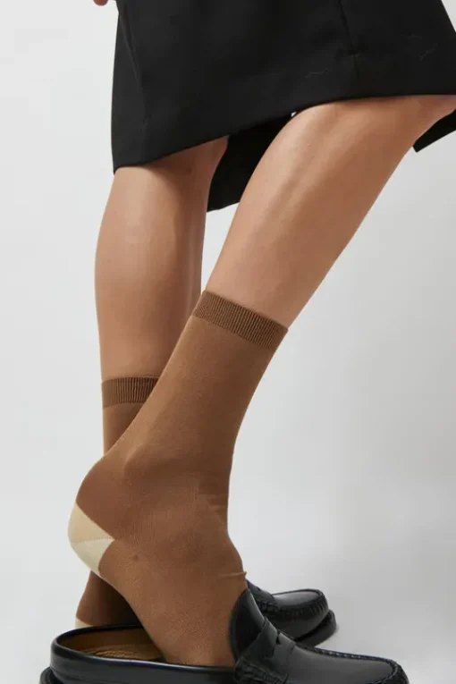 Tricolor Cotton Socks in Brown