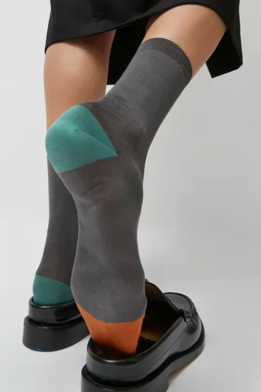 Tricolor Cotton Socks in Charcoal