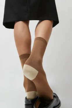 Tricolor Cotton Socks in Brown