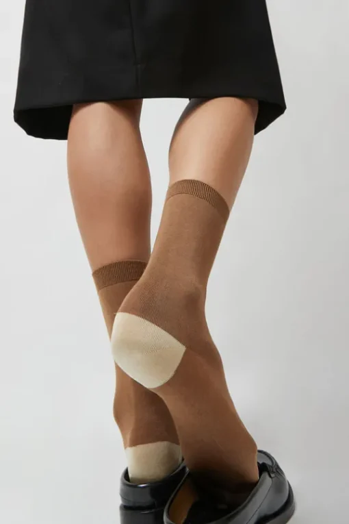 Tricolor Cotton Socks in Brown