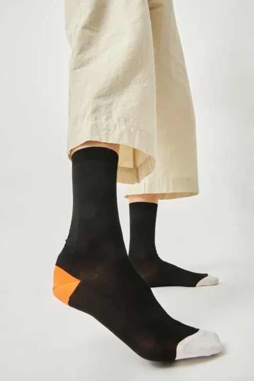 Tricolor Cotton Socks in Black