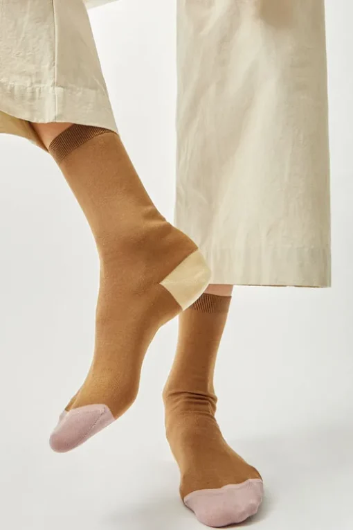 Tricolor Cotton Socks in Brown