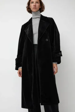 Trigonal Fall Coat in Black Velvet