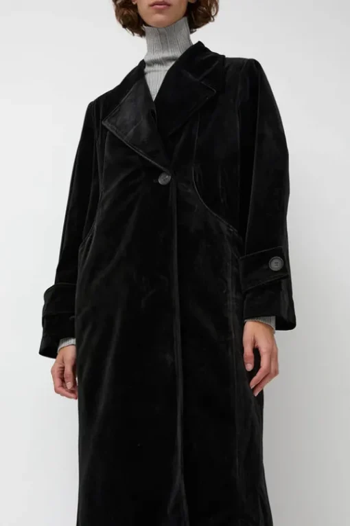 Trigonal Fall Coat in Black Velvet