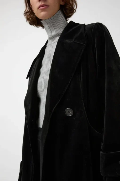 Trigonal Fall Coat in Black Velvet