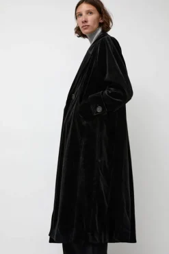 Trigonal Fall Coat in Black Velvet