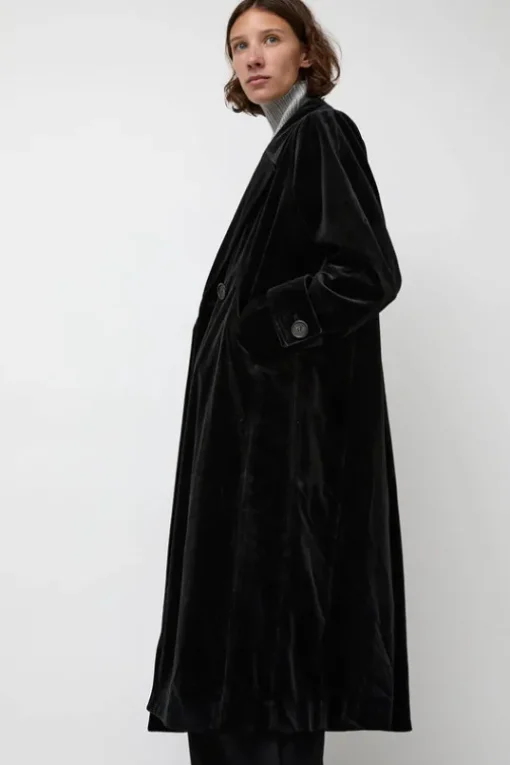 Trigonal Fall Coat in Black Velvet