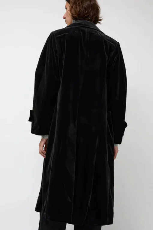Trigonal Fall Coat in Black Velvet