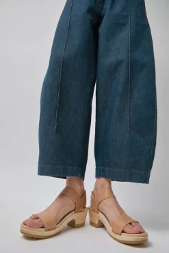Two Strap Clog on Mid Heel in Desert