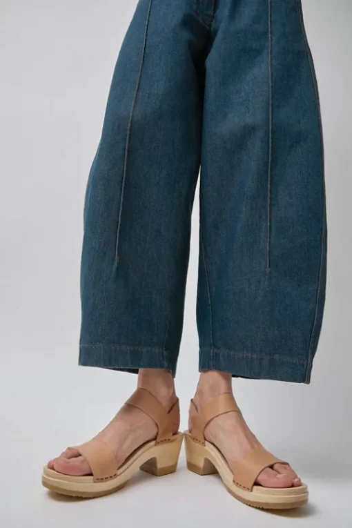 Two Strap Clog on Mid Heel in Desert