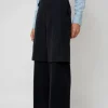 Virgin Wool Layered Trousers in Navy Pinstripe
