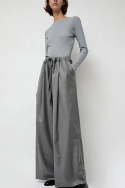 Virgin Wool Tailored Shared Pants in Gray