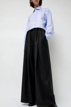 Virgin Wool Tailored Shared Pants in Black