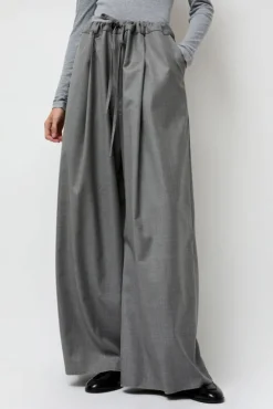 Virgin Wool Tailored Shared Pants in Gray