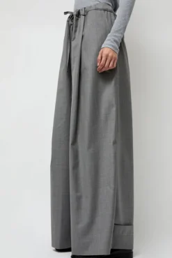 Virgin Wool Tailored Shared Pants in Gray