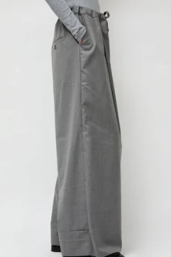 Virgin Wool Tailored Shared Pants in Gray